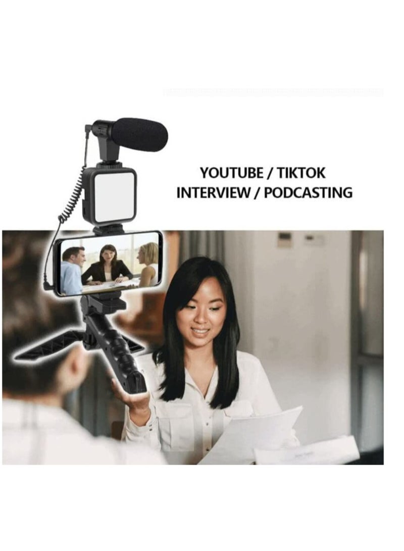 ELTRAZONE Smartphone & Camera Vlogging Studio Kits Video Shooting Photography Suit with Microphone LED Fill Light Mini Tripod  - Image 2