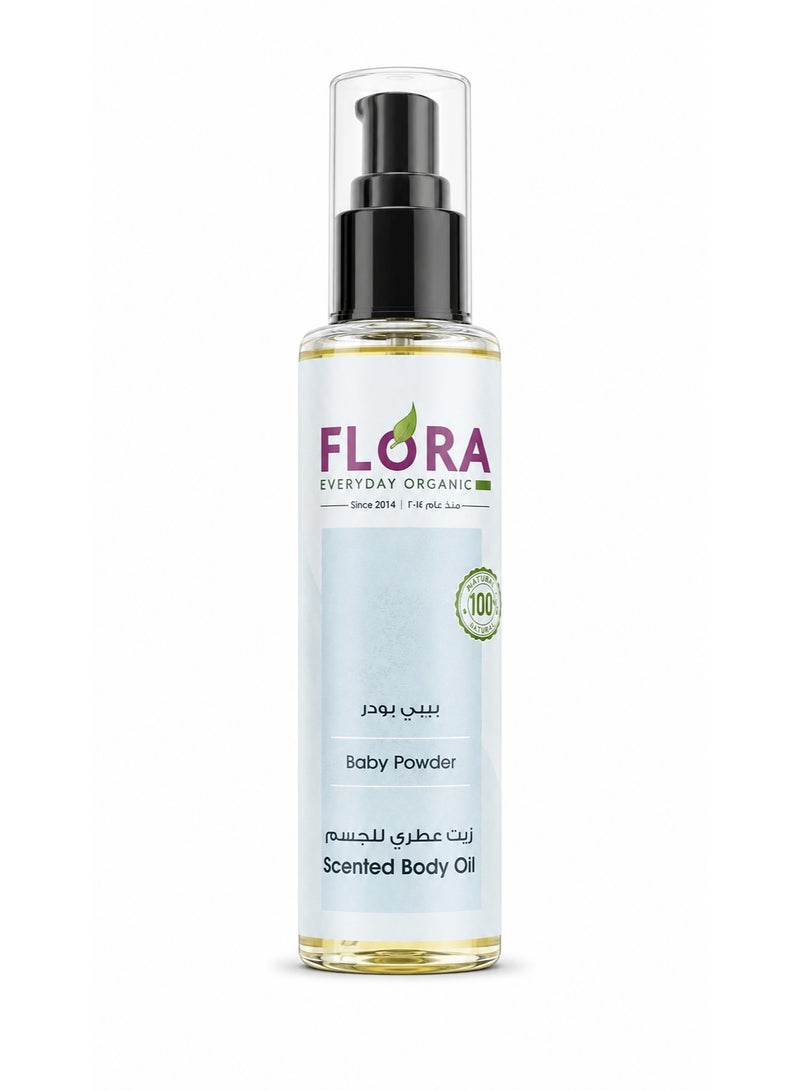 Flora Baby Powder Scented Body Oil - Moisturizing, 100ml - Image 1