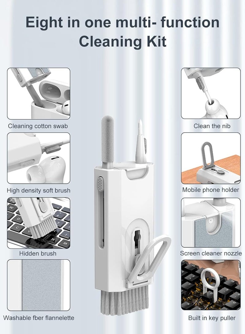 8-in-1 Multifunctional Bluetooth Keyboard Cleaning Brush Set Keyboard Cleaner Kit with Brush(White) - Image 1