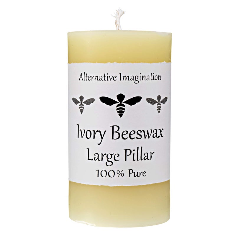 Alternative Imagination Large 3x6 White Beeswax Candles - 80 Hour - 100% Pure Beeswax Ivory Pillar Candles, Naturally Whitened in The Sun - Unscented, Smokeless - Home Decor, Wedding Decor - 1 Pack - Alternative Imagination - Image 1