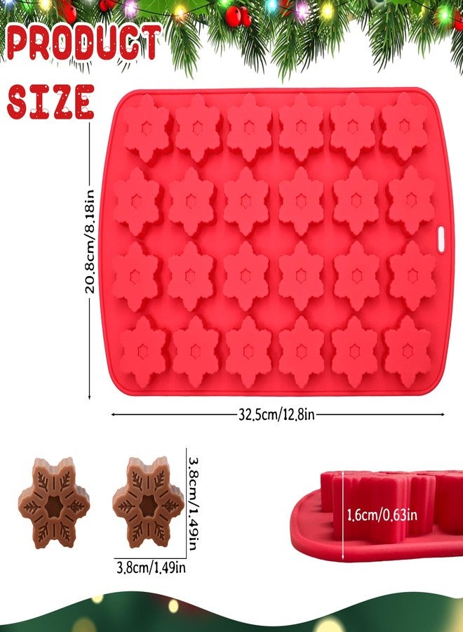 GRITOSE Snowflake Silicone Molds Christmas Cake Mold for Baking 24 Cavities Snowflake Baking Molds Christmas Baking Party Supplies Xmas Mold for Making Chocolate, Candy, Cake, Jelly, Candle, Ice (Red) - Image 2