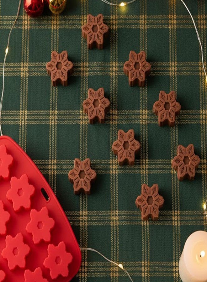 GRITOSE Snowflake Silicone Molds Christmas Cake Mold for Baking 24 Cavities Snowflake Baking Molds Christmas Baking Party Supplies Xmas Mold for Making Chocolate, Candy, Cake, Jelly, Candle, Ice (Red) - Image 5