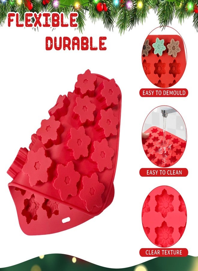 GRITOSE Snowflake Silicone Molds Christmas Cake Mold for Baking 24 Cavities Snowflake Baking Molds Christmas Baking Party Supplies Xmas Mold for Making Chocolate, Candy, Cake, Jelly, Candle, Ice (Red) - Image 3