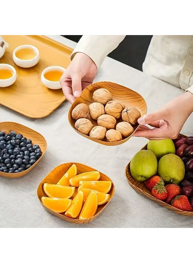 10pcs Wood Grain Bone Dish Set For Dried Fruit Snacks And Tea Art - Image 1