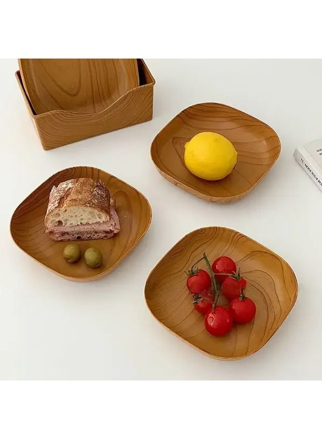 10pcs Wood Grain Bone Dish Set For Dried Fruit Snacks And Tea Art - Image 2