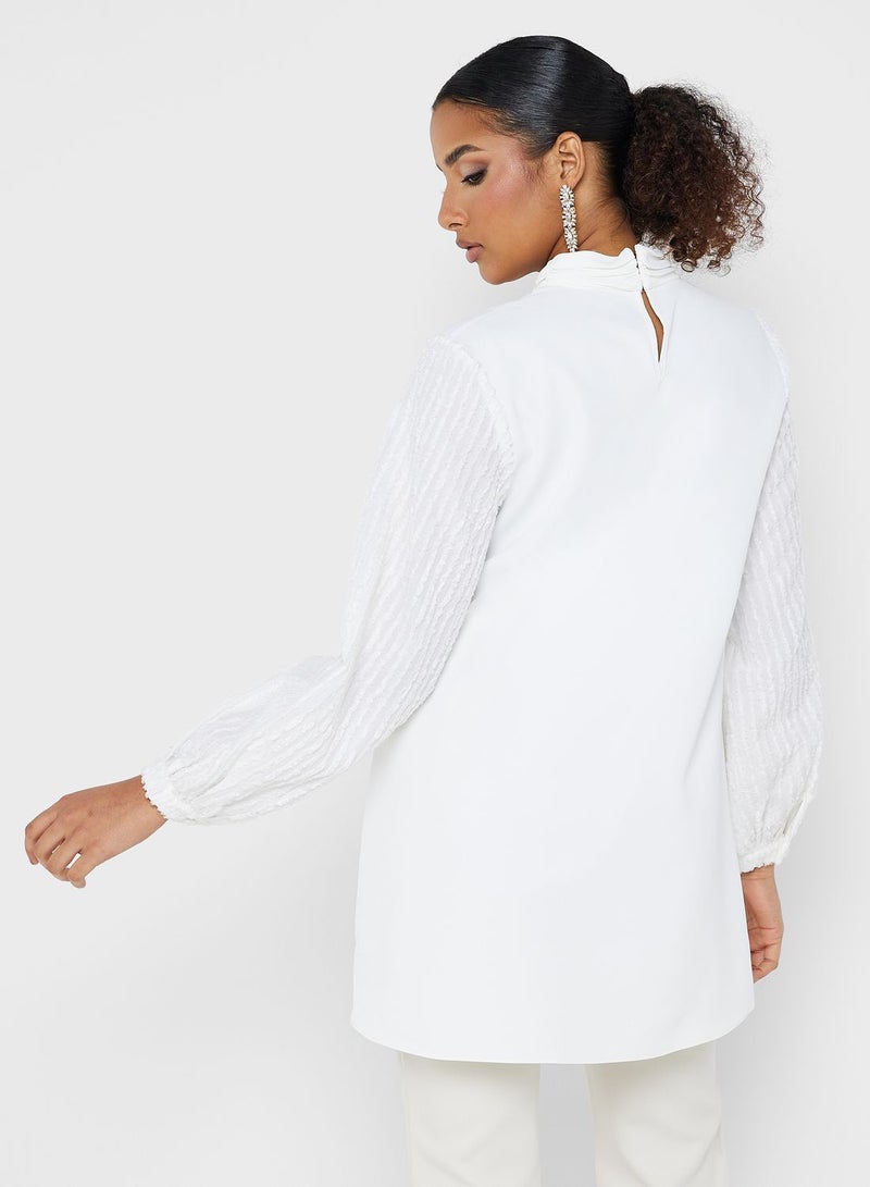 Montania Puff Sleeve High Neck Top - Image 2