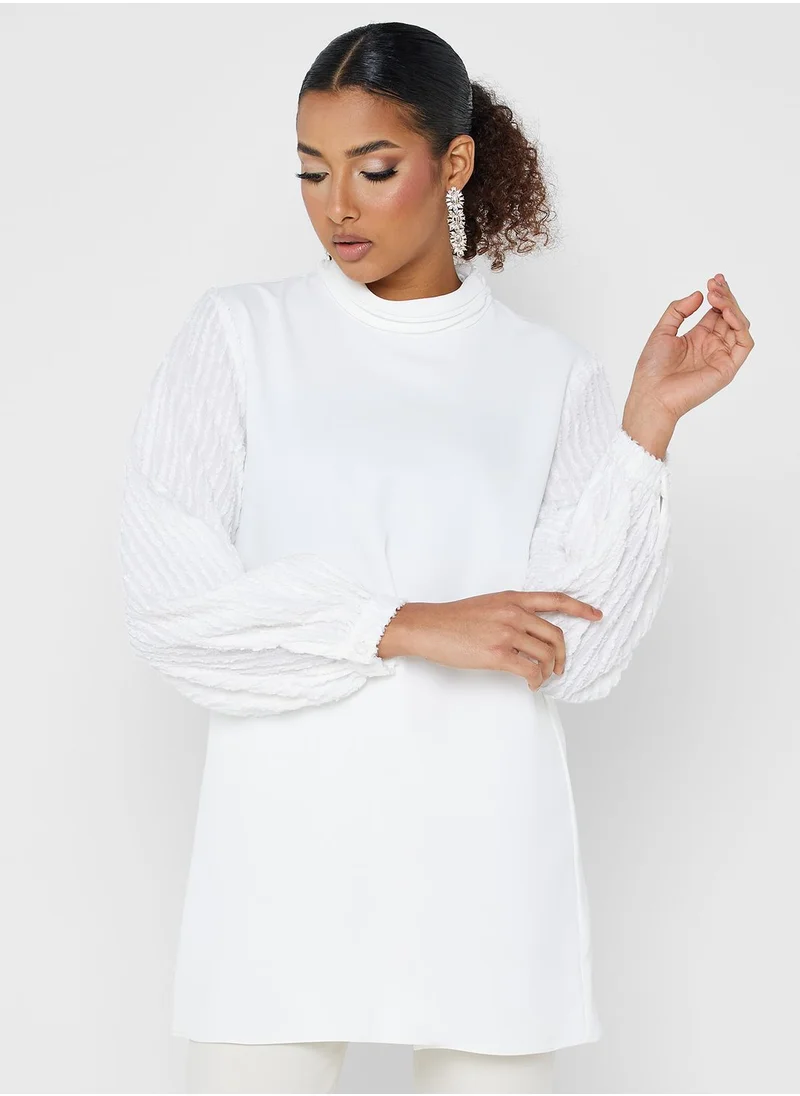 Montania Puff Sleeve High Neck Top