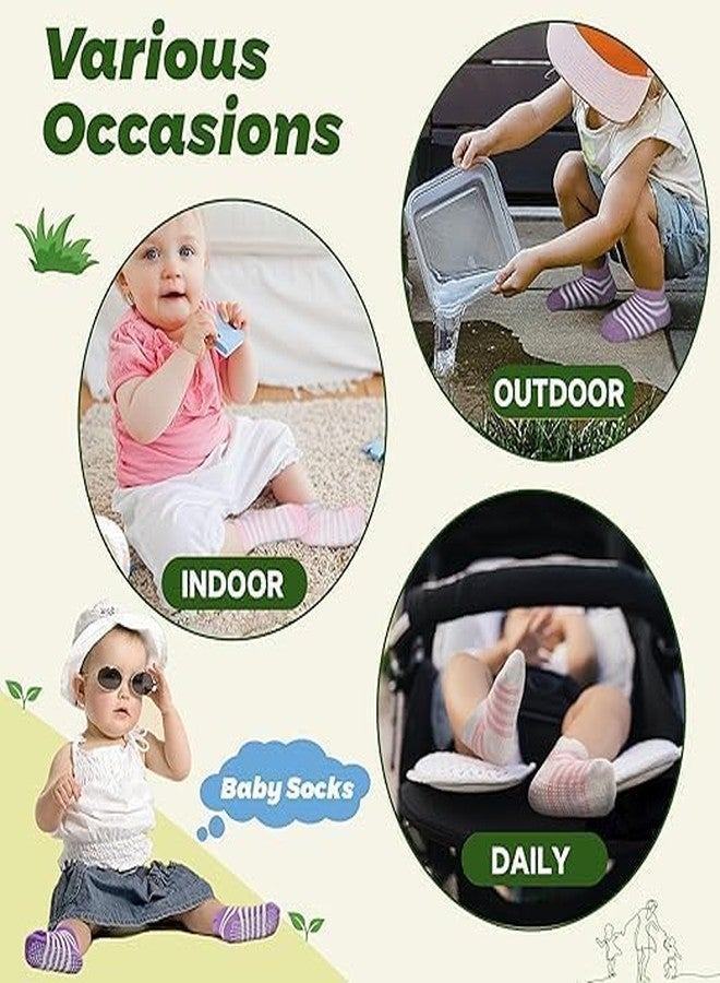 ZAPLES Baby Non Slip Grip Ankle Socks with Non Skid Soles for Infants Toddlers Kids Boys Girls, Stripes girls, 6-12 Months - Image 5