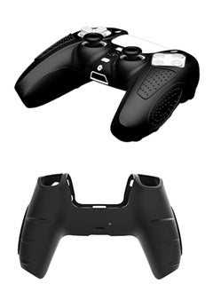 SJet 2 PACK PS5 Controller Skin Case Soft Flat Anti-Slip Silicone Protective Cover for PlayStation 5 Controller, with 16 Raised Thumb Grip Caps (Black+Clear)  - Image 3