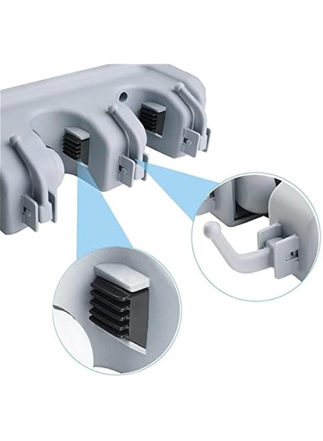 Beauenty Mop And Broom Holder, Wall Mounted Organizer Mop And Broom Saving Space Storage Rack For Kitchen Garden And Garage,Laundry Offices,5 Position With 6 Hooks - Image 2