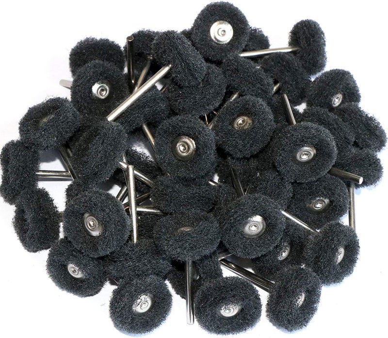 FPPO 50pcs Abrasive Buffing Polishing Wheel Set for Rotary Tool with 3mm Shaft,Mini scouring pad Brush Polishing kit, Removal of Rust,Deburring on Metal Surface (grit 400 Black 50pcs) - Image 1