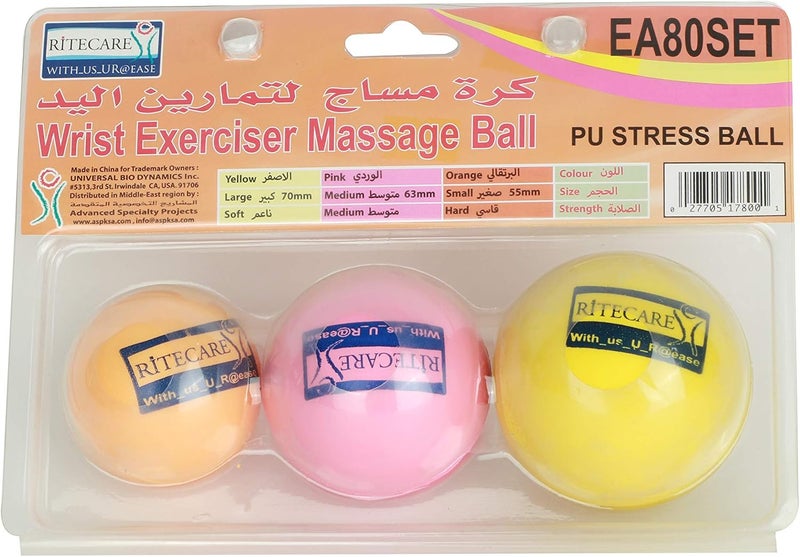 Ritecare Set 3 Sponge Balls To Relieve Stress - Small , Multi Color - Image 1