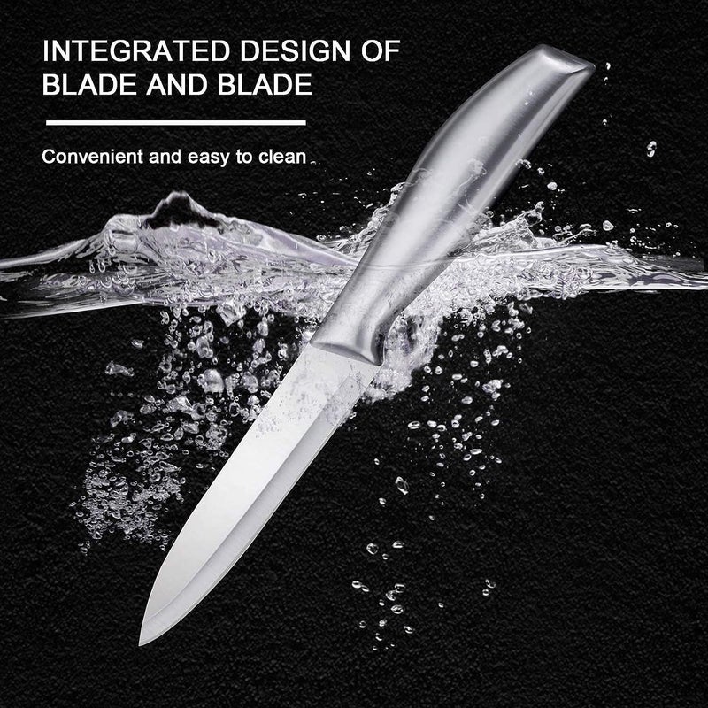 Potency 5Inch Paring 75Inch Chefs Knife Set Peeling Knife Stainless Steel Knife with Steel Handle Fruit Vegetable Herbs and Meats Knife Full Tang Razor Sharp Silver Pack of 2 - Image 3