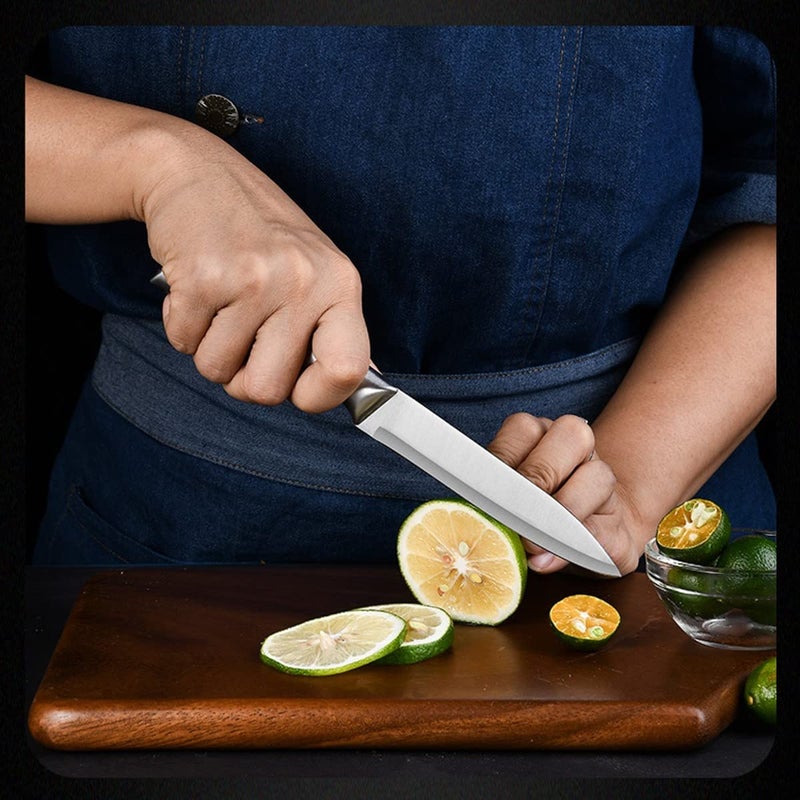 Potency 5Inch Paring 75Inch Chefs Knife Set Peeling Knife Stainless Steel Knife with Steel Handle Fruit Vegetable Herbs and Meats Knife Full Tang Razor Sharp Silver Pack of 2 - Image 5