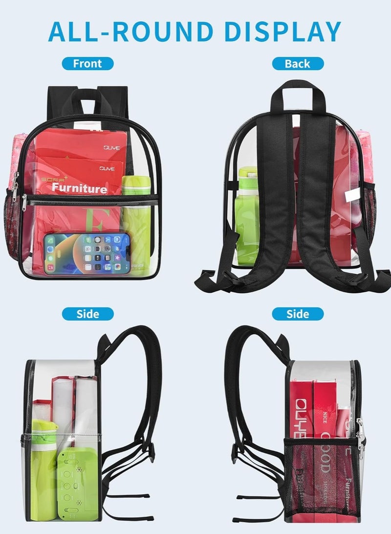 YelaJoy Clear Backpack with Reinforced and Wider Shoulder Straps, Small Clear Bag for Schools, Concerts, Work, Festivals and Sporting Events (Black) - Image 3