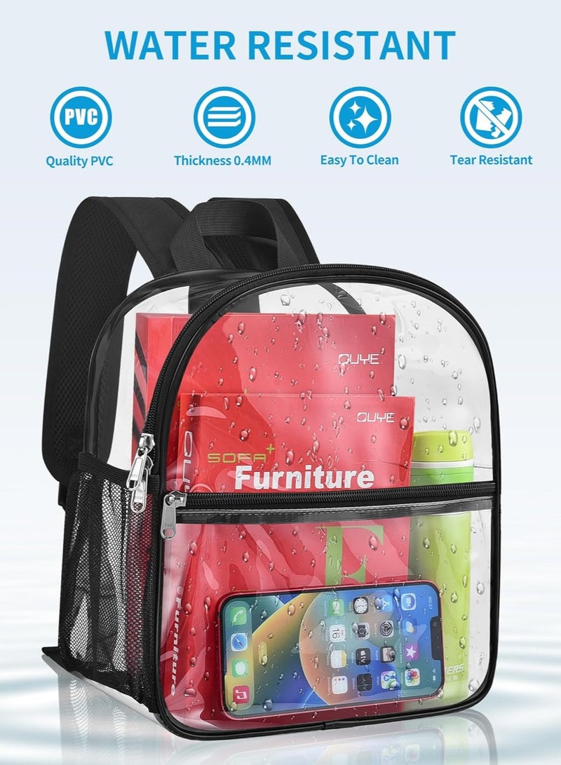 YelaJoy Clear Backpack with Reinforced and Wider Shoulder Straps, Small Clear Bag for Schools, Concerts, Work, Festivals and Sporting Events (Black) - Image 2