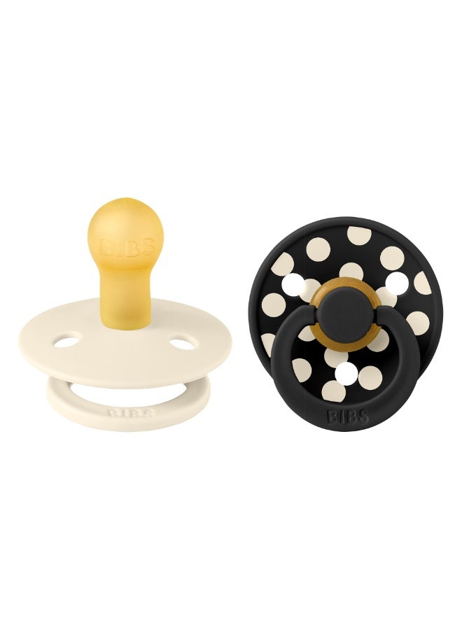 بيبس BIBS Pacifier Studio Colour 2 PACK Polka Latex Size 1 Ivory/Black - Image 1
