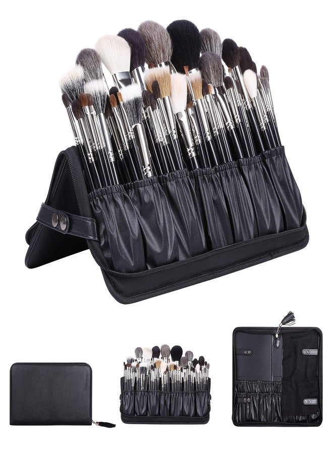 Camdeez Rownyeon Professional Makeup Brushes Organizer Bag Makeup Artist Cosmetic Case Leather Handbag Black Travel Portable(Only Bag) - Image 1