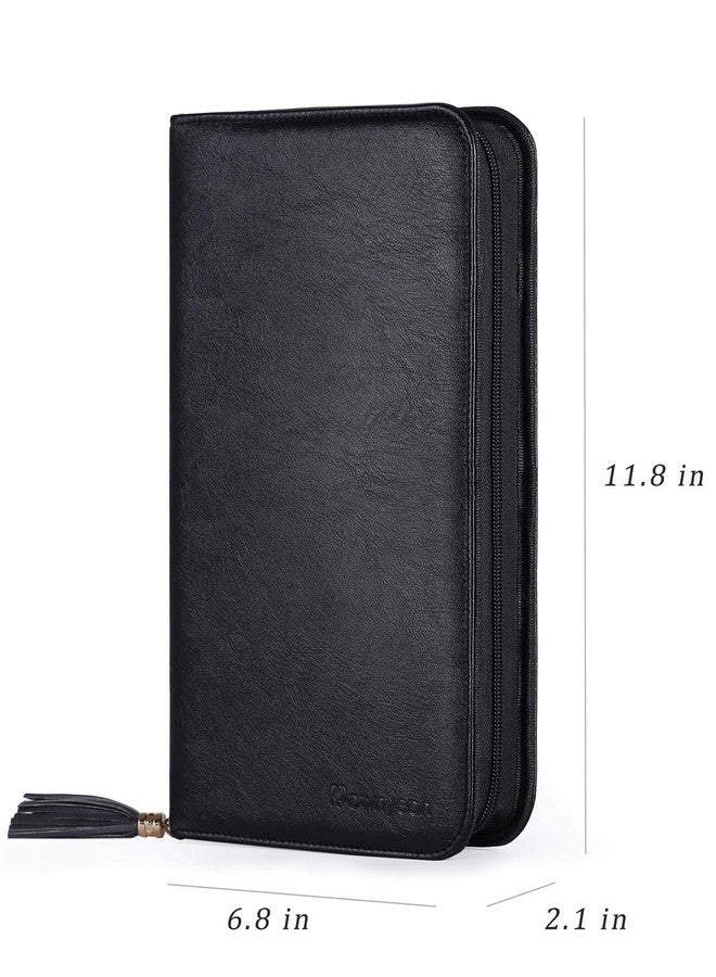 Camdeez Rownyeon Professional Makeup Brushes Organizer Bag Makeup Artist Cosmetic Case Leather Handbag Black Travel Portable(Only Bag) - Image 5