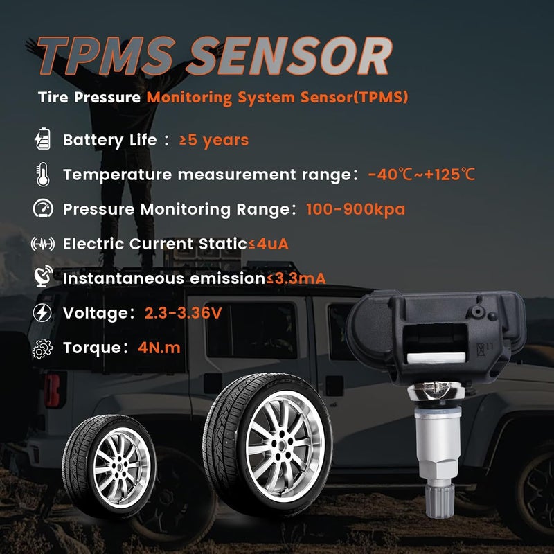مجموعة من 4 مستشعرات ضغط الإطارات TPMS 433MHZ متوافقة مع SLK GL GLA CLK GLS CLA C B GLE S ML GLC GT-S بديل لـ # A0045400217 A0009057200 - Image 2