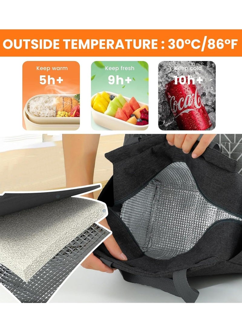 حقيبة غداء معزولة للبالغين والرجال والنساء من لولاكس يد مقاومة للتسرب قابلة لاعادة الاستخدام للعمل والمكتب والمدرسة والنزهات والسفر ازرق - Image 3