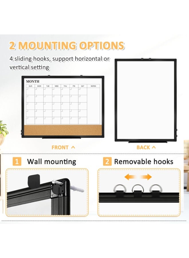 Relex Dry Erase Calendar Board for Wall, 24"x18" Magnetic Whiteboard Calendar Double-Sided Monthly White Board with Cork Board, Black Aluminum Frame Memo Message Board for Office, Home, School - Image 5