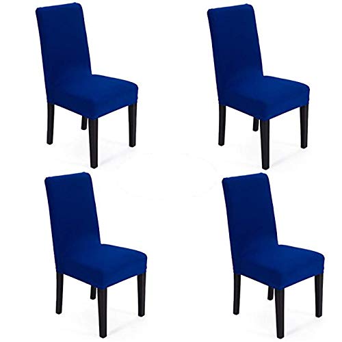 SheYang Spandex Fabric Stretch Removable Washable Dining Room Chair Cover Protector Seat Slipcovers(Royal Blue,4) - Image 3