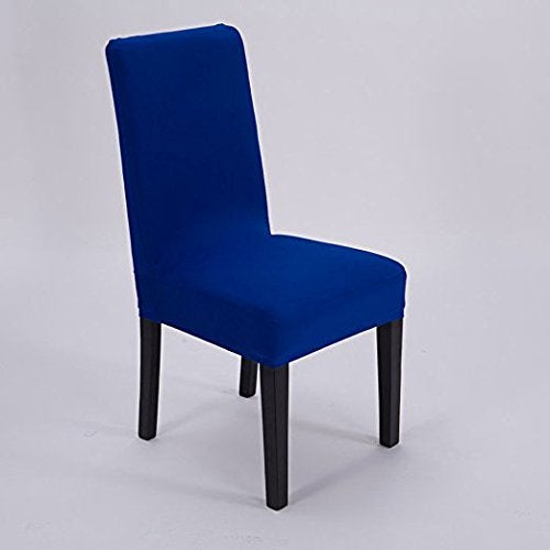 SheYang Spandex Fabric Stretch Removable Washable Dining Room Chair Cover Protector Seat Slipcovers(Royal Blue,4) - Image 4