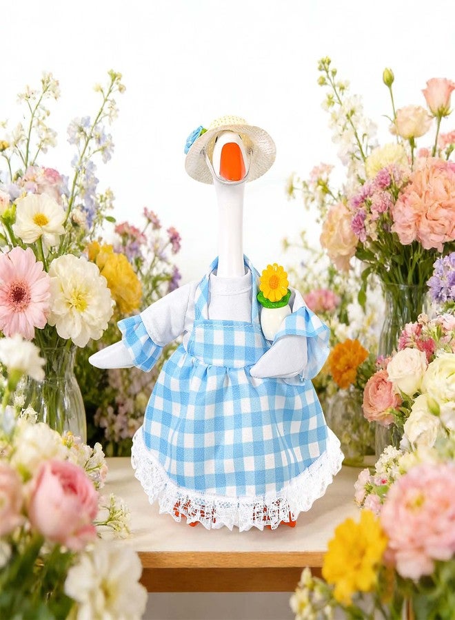 JcHrmers Gardener Desk Goose Outfits 7 Inch Mini Goose Hat Flower Pot Shovel Dress for Spring Magnetic Desk Goose Statue Decor - Image 4