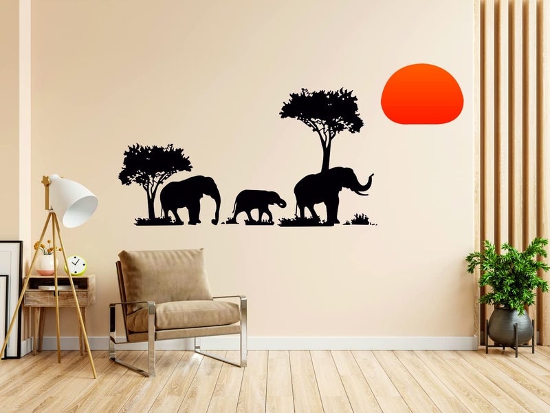 Techgifti Three Black Elephant Wallpaper Kids Room Living Room Home Decoration Bedroom Wall Stickers-Self-Adhesive - Image 1