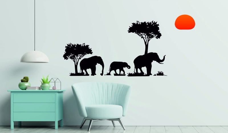 Techgifti Three Black Elephant Wallpaper Kids Room Living Room Home Decoration Bedroom Wall Stickers-Self-Adhesive - Image 2