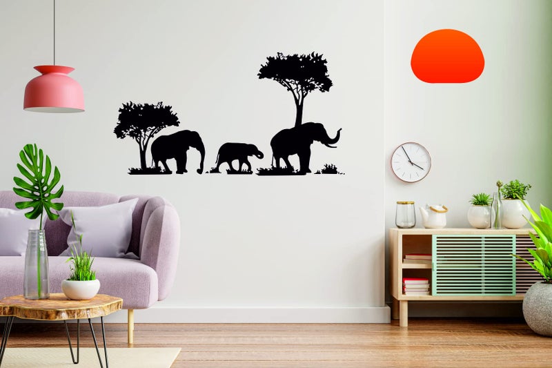Techgifti Three Black Elephant Wallpaper Kids Room Living Room Home Decoration Bedroom Wall Stickers-Self-Adhesive - Image 3