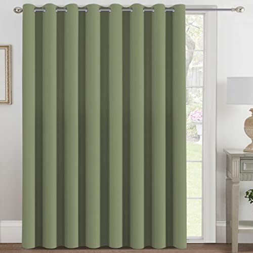 H.VERSAILTEX HVERSAILTEX Blackout Patio Curtains 100 x 84 Inches for Sliding Door Extral Wide Blackout Curtain Panels Thermal Insulated Room Divider Grommet Top 7 Tall by 85 Wide Light Sage