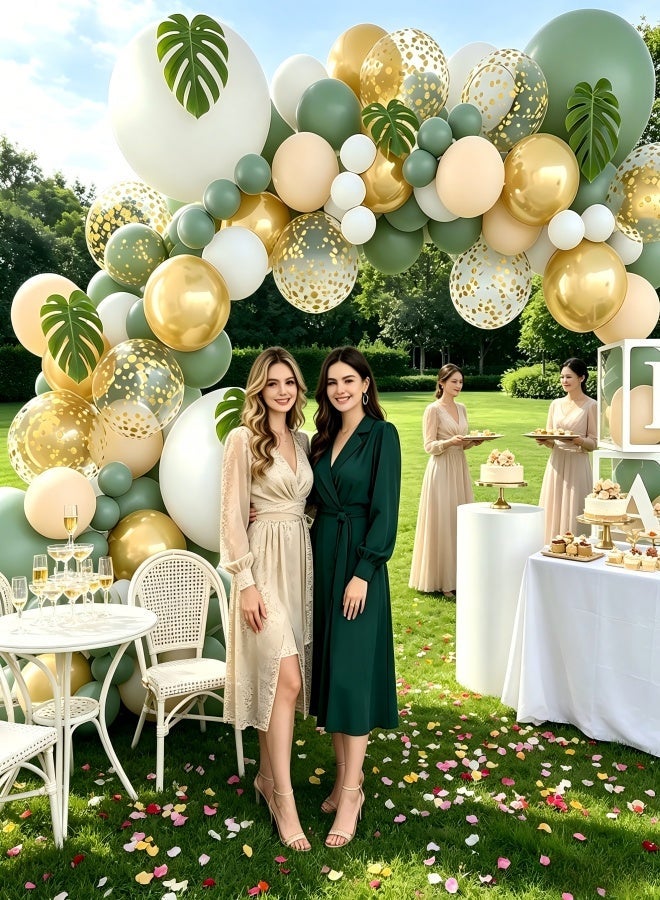 Nestvel 137Pcs High-End Green Gold Tropical Leaf Balloon Party Toy, DIY Handmade Decoration Set, Universal for All Crowds, Suitable for Eid Festival, Birthday Party, Bridal Shower, Home Party and Courtyard Gathering - Image 4