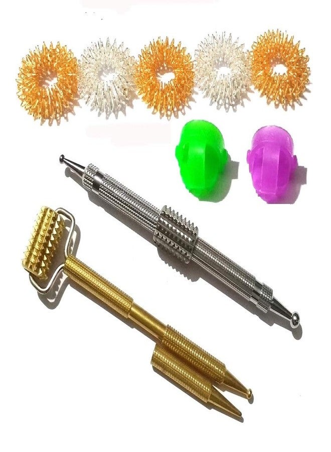 اسي مجموعة أدوات العلاج بالضغط من قطعتين من ACi Sujok، تتضمن أسطوانة تدليك، وخاتم من 5 قطع، ووسادة إبهام من قطعتين، بالإضافة إلى مخطط للعلاج بالضغط. - Image 1