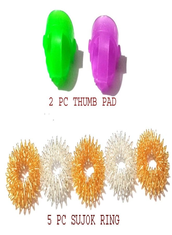 اسي مجموعة أدوات العلاج بالضغط من قطعتين من ACi Sujok، تتضمن أسطوانة تدليك، وخاتم من 5 قطع، ووسادة إبهام من قطعتين، بالإضافة إلى مخطط للعلاج بالضغط. - Image 3