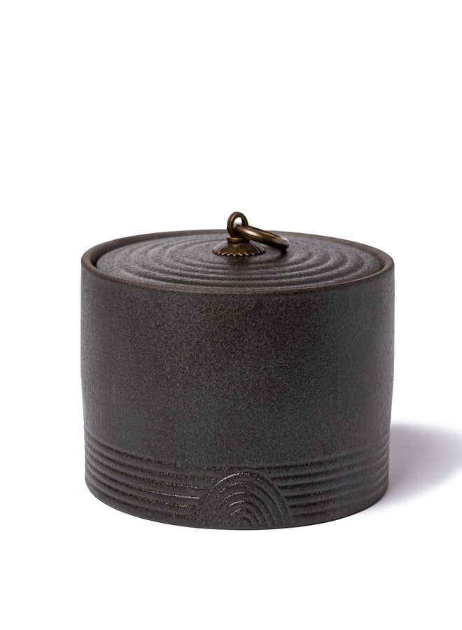 SILINE Ceramic Canister,16.9 Oz /500ml Food Storage Jar for Tea,Coffee Beans,Herb,Candy,Spices,Nuts (Stone Black) - Image 1
