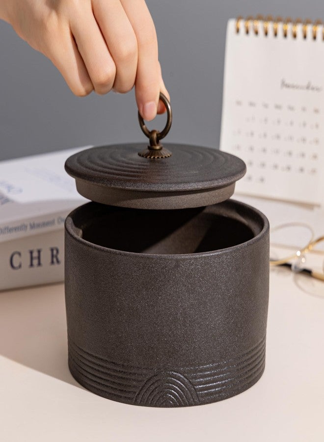 SILINE Ceramic Canister,16.9 Oz /500ml Food Storage Jar for Tea,Coffee Beans,Herb,Candy,Spices,Nuts (Stone Black) - Image 3
