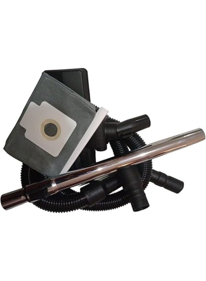 Imported vacuum cleaner set consisting of four pieces: half-coil hose, brush, bag, and stainless steel tube. Compatible with some Panasonic and National vacuum cleaners. - Image 1