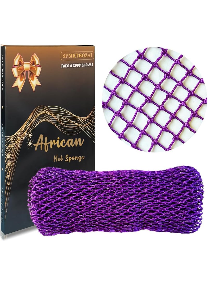 SPMKTBOZAI - African Net Sponge Authentic, African Exfoliating Sponge Real African Net Black Owned, African Bath Sponge Back Scrubber, Body Exfoliator Shower Bath Accessories (Purple) - Image 1
