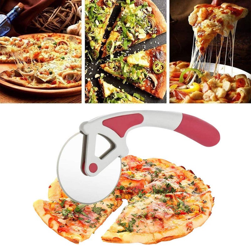 KIDINGTON Pizza Cutter Food Grade Stainless Steel Pizza Cutter Wheel Smooth Rotating Pizza Slicer Cutter Wheel with Non Slip Ergonomic HandleMulti Color - Image 3