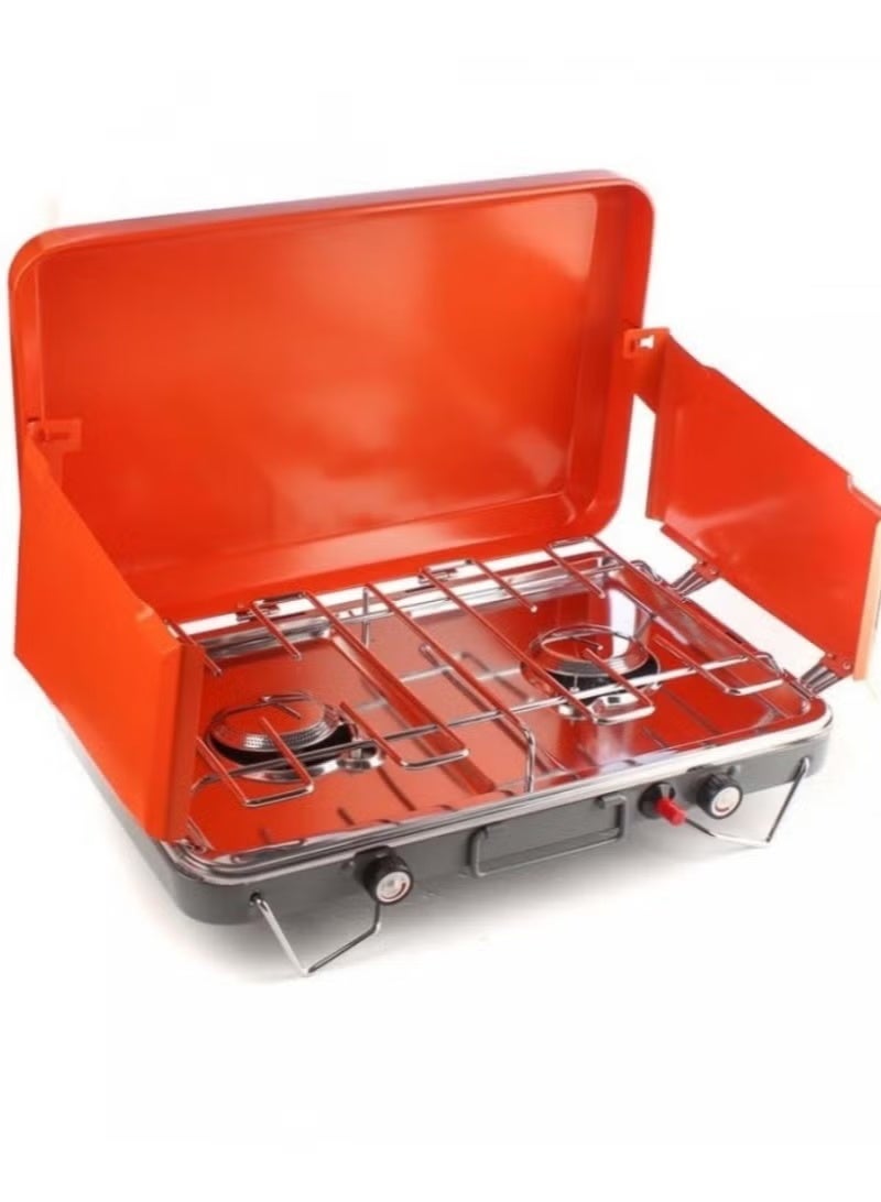 ال سي موقد غاز محمول ذو شعلتين للتخييم في الهواء الطلق ورحلات الطهي - Image 1