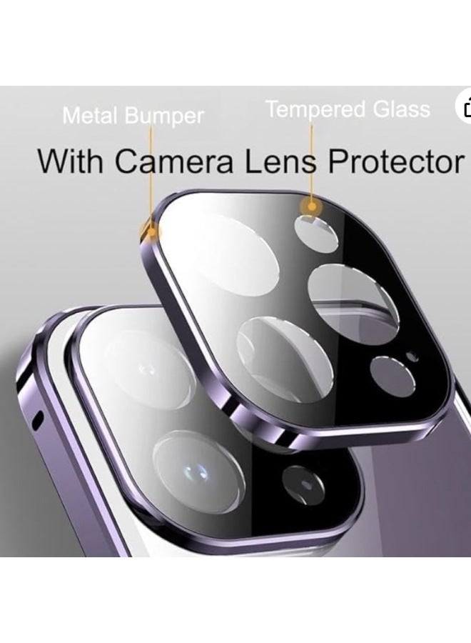 Suitable For Apple 16pro Mobile Phone Case Bracket Magneto Double-sided Full Covering Metallic Glass IPhone15 Product 14-Color:Dark Night Purple [peepproof Version]-Applicable Model:Apple 15Plus  - Image 4