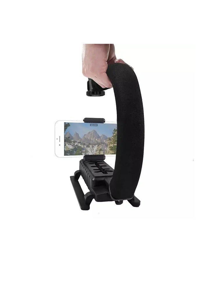 Plokama PK-777 Multifunctional Portable Tripod Phone Stabilizer with Wireless Remote Control Video Recording Kit for Any Mobile Phone or Digital Camera with Microphone and LED Light Phone Holder - Black - Image 2