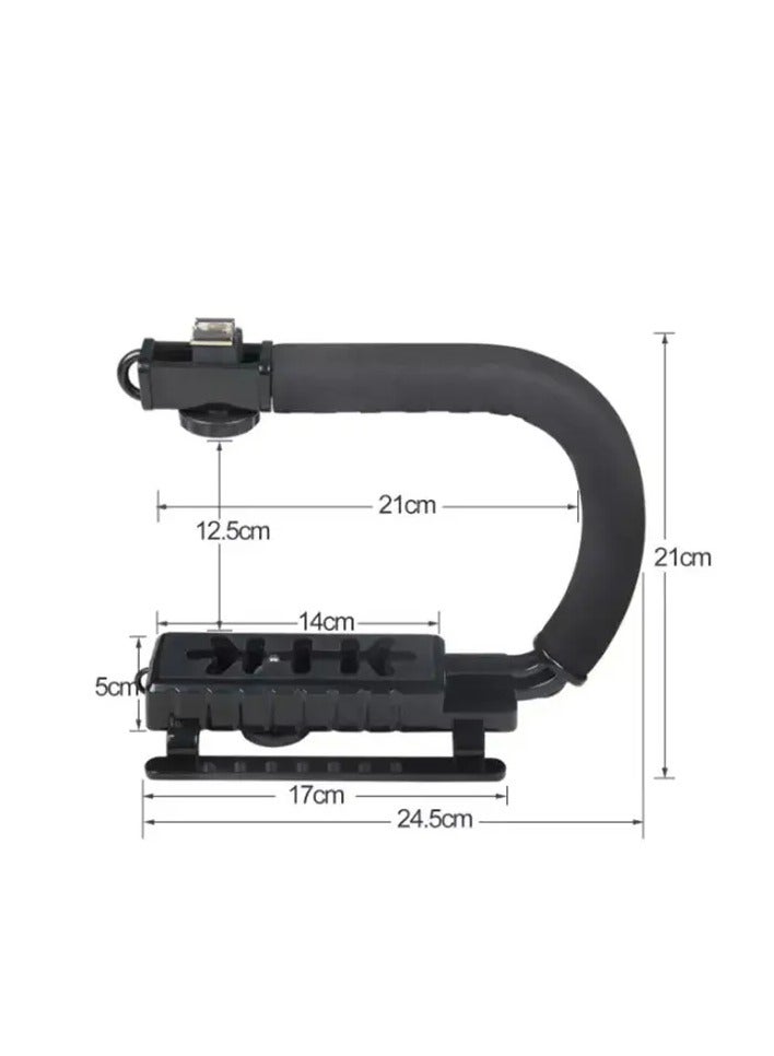 Plokama PK-777 Multifunctional Portable Tripod Phone Stabilizer with Wireless Remote Control Video Recording Kit for Any Mobile Phone or Digital Camera with Microphone and LED Light Phone Holder - Black - Image 5