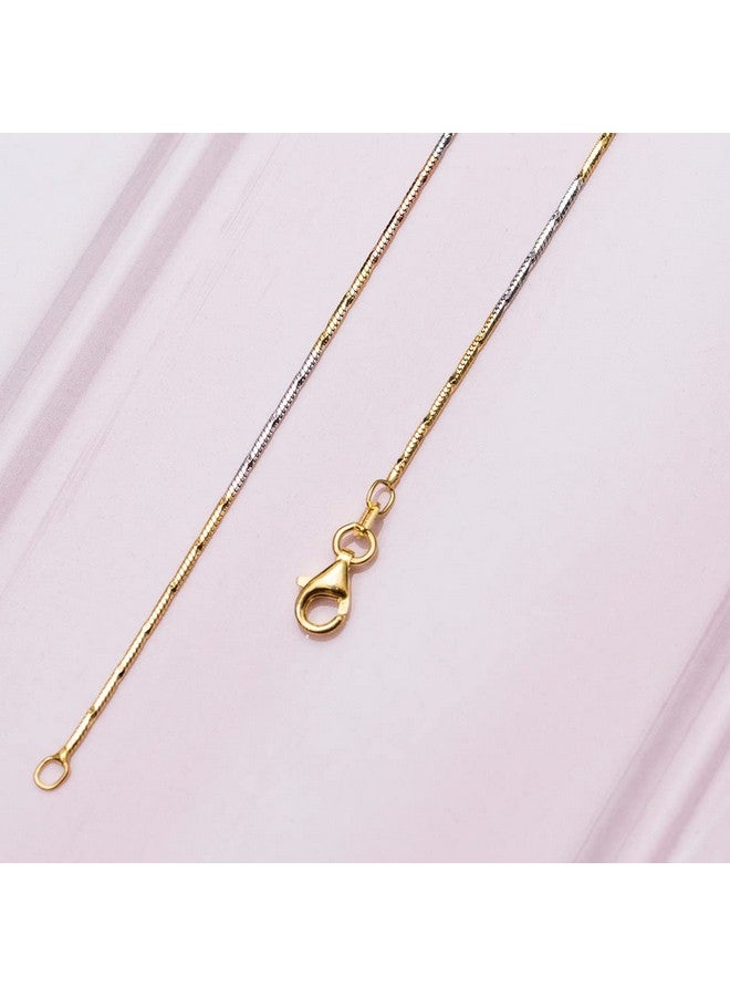 ZAVYA 925 Sterling Silver Designer Triple Layered Rhodium, Gold & Rose Gold Plated Chain Anklet (Pair) | With Certificate of Authenticity & 925 Hallmark | Gift for Women & Girls - Image 3