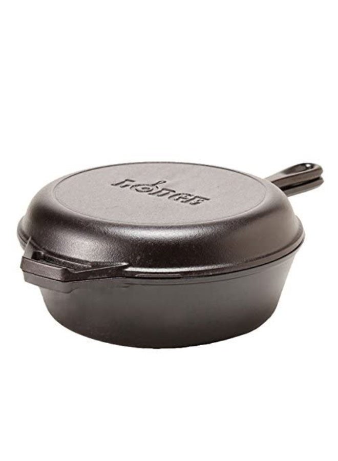 Lodge  Cast Iron Cooker, 3.2-Quart, 1 Deep Skillet, 1 Dutch Oven,(Black), 10.25 Inch - Image 1