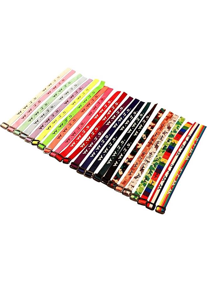 عربست 50 سوار WWJD - ماذا سيفعل يسوع تصفح الأساور - سوار مسيحي ديني يساري تفصيلي لجمع التبرعات 23 لونًا مثاليًا للرجال والنساء والفتيان والفتيات