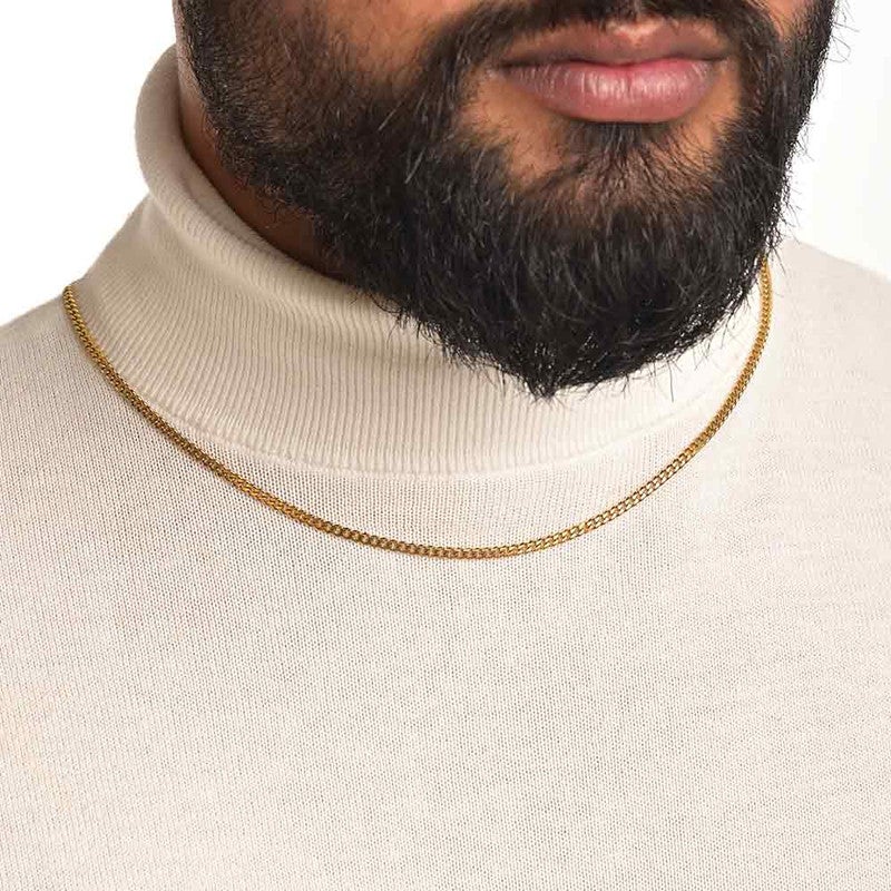 PALMONAS 18k Gold Tone Plated Cuban Chain | 3 MM
 for Men - Image 2