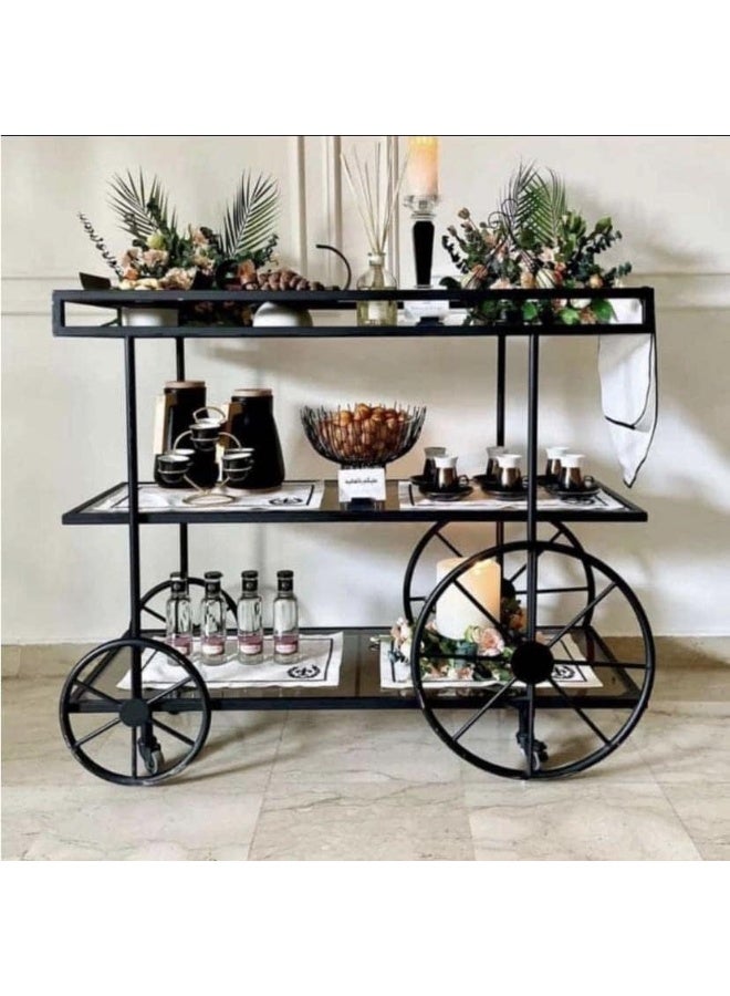 HOME TASTE Hometaste Metal Serving Trolley With Wheels Stylish And Functional Rolling Cart Multifunctional Bar Cart Serving Organizer Trolley Service Cart And Storage Utility Cart Design 1 Small Trolley 